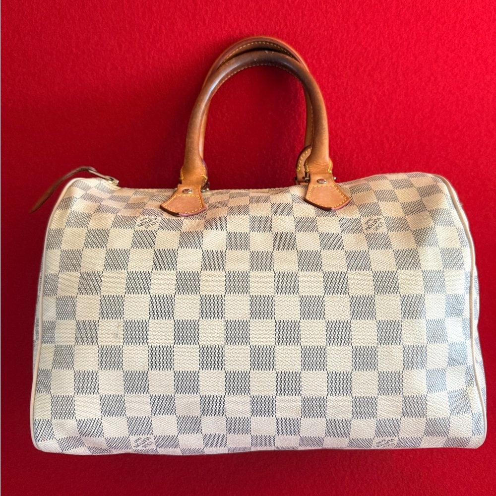 Louis Vuitton Damier Azur Canvas Satchel with Vachetta Leather Handles - Picture 6 of 14